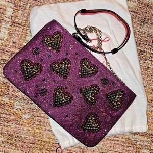 Louboutin Purple Heart Clutch/Purse